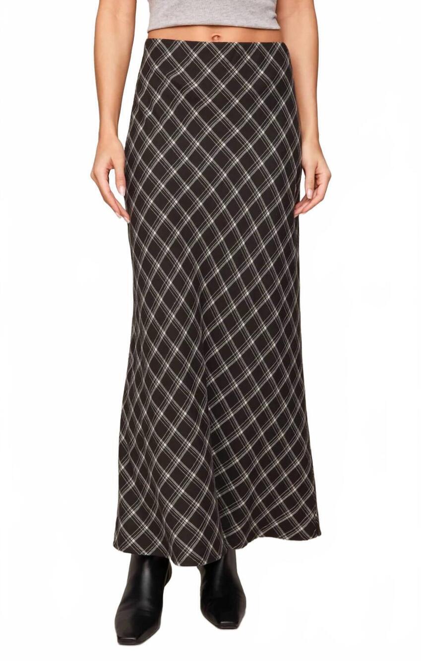 NEW Z SUPPLY europa plaid maxi skirt in ash black